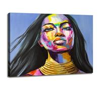 Karo-art Schilderij - Vrouw Gezicht, Multi-gekleurd, 80X60cm, 1luik