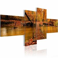 Karo-art Schilderij - Het Rood van de Herfst II, 4luik , premium print op canvas