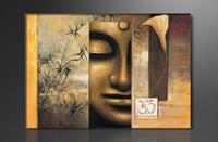 Karo-art Schilderij - Buddha, Bruin, 80X60cm, 1luik