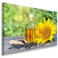 Karo-art Schilderij - Zonnebloem en olie, multi-gekleurd, premium print