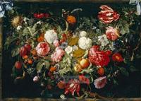 Karo-art Afbeelding op acrylglas - Slinger van bloemen en fruit, Jan Davidsz de Heem