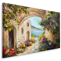 Karo-art Schilderij Pittoresk huis aan zee (print op canvas), multi-gekleurd, 4 maten, premium print