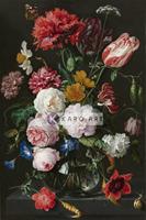 Karo-art Schilderij - Stilleven met bloemen in een glazen vaas, Jan Davidsz. de Heem , Multikleur , 3 maten , Wanddecoratie.