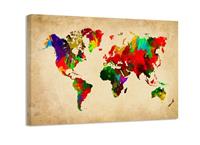 Karo-art Schilderij - Wereldkaart Colors, Multi-gekleurd, 80X60cm, 1luik