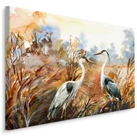 Karo-art Schilderij - Kraanvogels in de herfst, canvas print, 4 maten, premium print