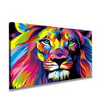 Karo-art Schilderij - Leeuw, Multi-gekleurd, 80X60cm, 1luik
