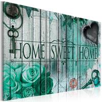 Karo-art Schilderij -Home Sweet Home in smaragd groen, 3 luik