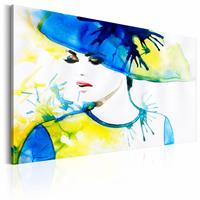 Karo-art Schilderij - De Elegantie van de Lente, Blauw/Geel, premium print