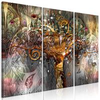 Karo-art Schilderij - Gouden Boom , Goudlook , 3 luik