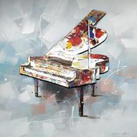 Karo-art Schilderij - Handgeschilderd - Piano 100x100cm