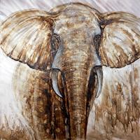 Karo-art Schilderij - Handgeschilderd - Imposante Olifant, 100x100