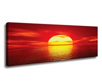 Karo-art Schilderij - Zonsondergang, 120x40cm. Rood en geel