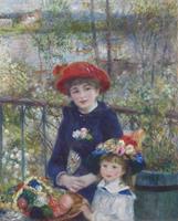 Karo-art Schilderij - Pierre-Auguste Renoir - Two Sisters (On the Terrace), 80x100cm