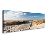 Karo-art Schilderij - Noordzee, Blauw/Beige, 120X40cm, 1luik