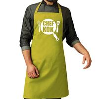 Bellatio Chef Kok Barbeque Schort / Keukenschort Lime Groen Voor Heren - Bbq Schorten