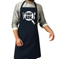 Bellatio Chef Kok Barbeque Schort / Keukenschort Navy Blauw Voor Heren - Bbq Schorten