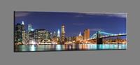 Karo-art Schilderij - New York Nacht, Multi-gekleurd, 120X40cm, 1luik