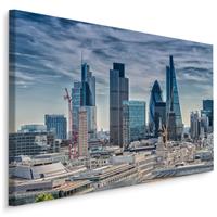 Karo-art Schilderij - Skyline van Londen, blauw/grijs, wanddecoratie