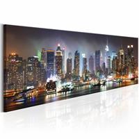 Karo-art Schilderij - Witte reflectie's in New York Multi-gekleurd, premium print