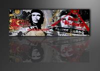 Karo-art Schilderij - Che Guevara. Collage, 120X40cm, 1luik