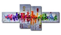 Karo-art Schilderij - Abstract Skyline, Multi-gekleurd, 160X70cm, 4luik
