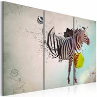 Karo-art Schilderij - zebra - abstractie, Grijs, 3luik