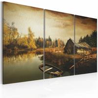 Karo-art Schilderij - Verlaten Hut ll, 3luik , multikleur , wanddecoratie , premium print op canvas