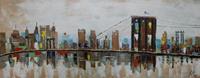 Karo-art Schilderij - Handgeschilderd - Brooklin Bridge 2, 150x60cm