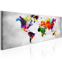 Artgeist World Map Coloured Revolution Leinwandbild 135x45cm