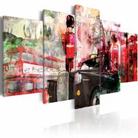 Karo-art Schilderij - Gedachten aan Londen, Rood, 5luik, premium print