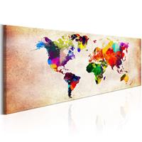 Artgeist World Map Colourful Ramble Leinwandbild 120x40cm