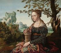 Karo-art Schilderij - Jan van Scorel, Maria Magdalena, ca 1530, 100x90cm