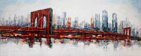 Karo-art Schilderij - Handgeschilderd - Brooklin Bridge 150x60cm