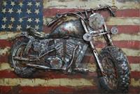 Karo-art Schilderij - Metaalschilderij - Amerikaanse motorfiets, 60x40cm