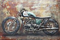 Karo-art Schilderij - Metaalschilderij - Motorfiets, 120x80cm