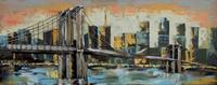 Karo-art Schilderij - Metaalschilderij - Brooklyn Bridge, 60x150cm