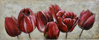 Karo-art Schilderij - Metaalschilderij - Tulpen, 150x60cm