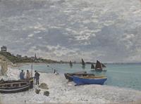 Karo-art Schilderij - Claude Monet, The Beach at Sainte-Adresse, 1867, Premium print