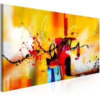 Karo-art Schilderij - Gekke Kronkels, Oranje, 100x45