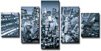 Karo-art Schilderij - New York in zwart en wit, 5 luik, 160x80cm