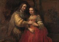 Karo-art Rembrandt van Rijn - Isaak en Rebekka, bekend als Het Joodse bruidje 120x90cm Rijksmuseum