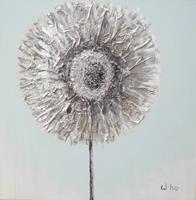 Karo-art Schilderij - Handgeschilderd - Paardenbloem 80cm rond