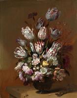 Karo-art Hans Bollongier, Stilleven met bloemen 70x90cm, Rijksmuseum, premium print, print op canvas, oude meester