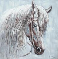 Karo-art Schilderij - Handgeschilderd - Paard 80x80cm