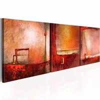 Karo-art Schilderij - Stilte , 120x40cm , 3 luik , rood roze