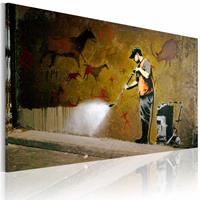 Karo-art Schilderij - Banksy - Graffiti Verwijderen, 40x60cm , wanddecoratie , premium print op canvas