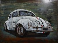 Karo-art Schilderij - Metaalschilderij - Oldtimer Kever, 60x80