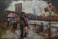 Karo-art Schilderij - Metaalschilderij - Date in New York City, 120x80cm