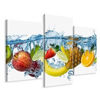 Karo-art Schilderij - Vers fruit in het water, 3 luik, premium print, wanddecoratie