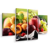 Karo-art Schilderij - Vers zomerfruit, 4 luik, premium print, wanddecoratie